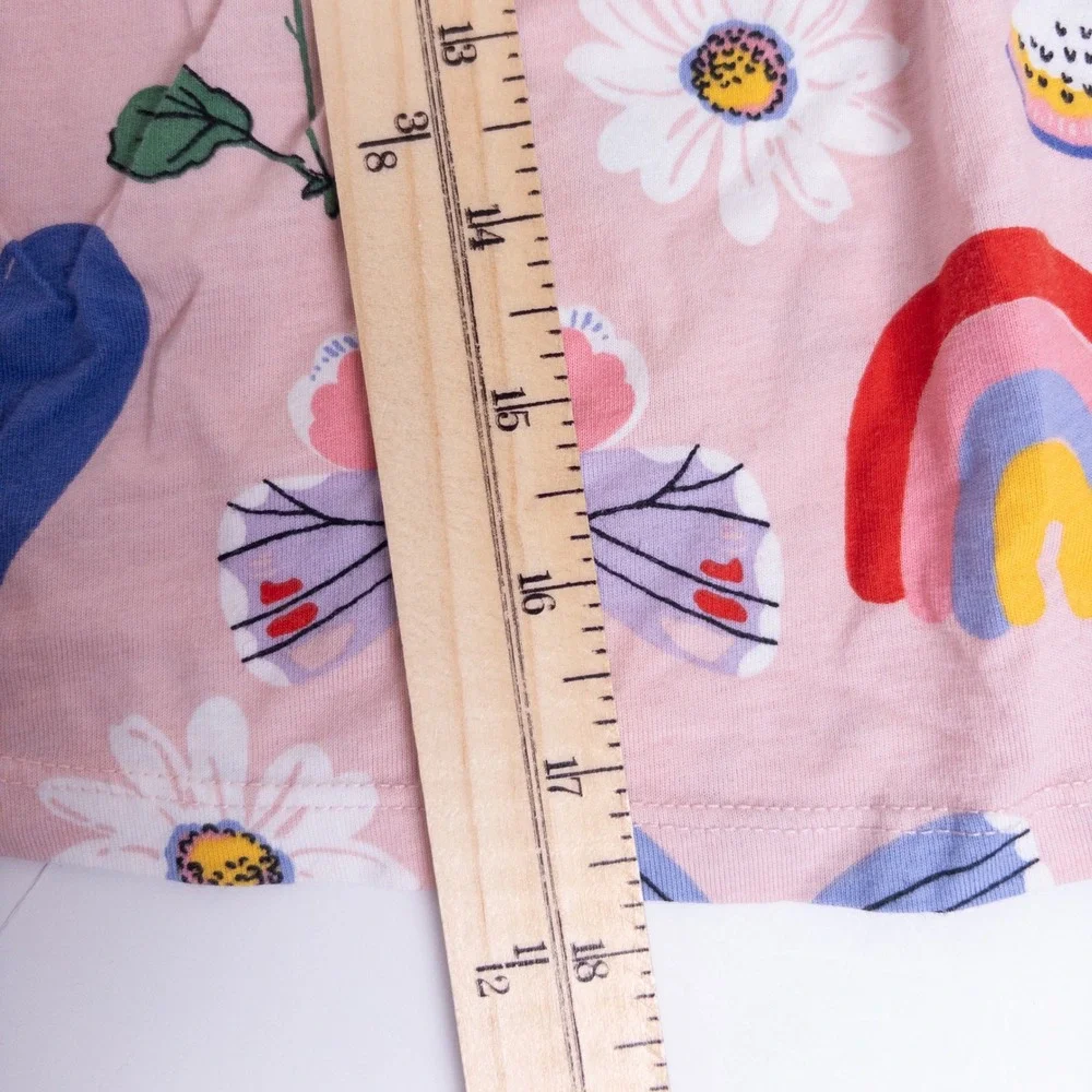 H&M Jersey Dress Kids 2T Pink Rainbow Butterfly Heart Daisy Sleeveless